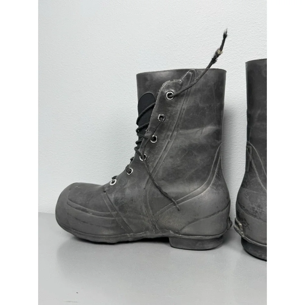 Vintage Military Jump Boots Mens 9 Black Rubber Mickey Mouse Paratrooper 80s 70s